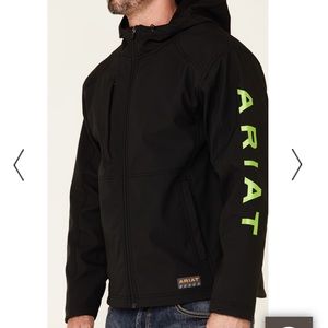 Ariat Rebar Stretch Canvas  Soft Shell Logo Zip Front Work Jacket